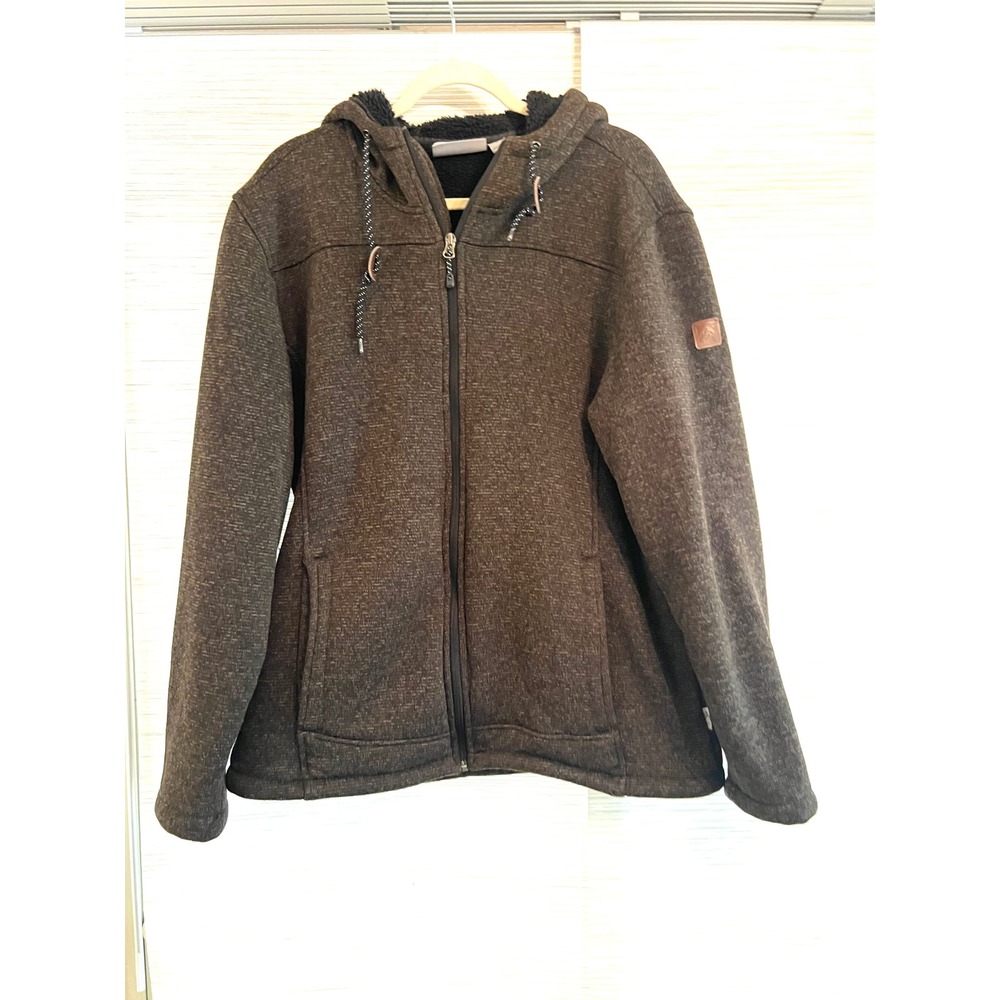 Rugged Elements Mens Sherpa Lined Full Zip Hoodie Jacket‎ Brown Marl Size L